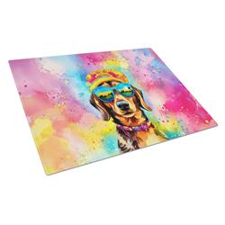 DAC2499LCB 15 x 12 in. Dachshund Hippie Dawg Glass Cutting Board - Large