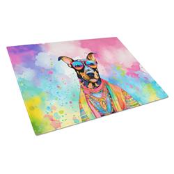 DAC2502LCB 15 x 12 in. Doberman Pinscher Hippie Dawg Glass Cutting Board - Large