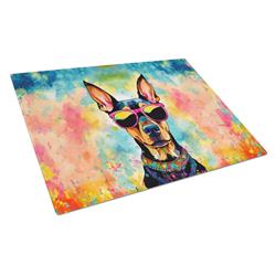 DAC2503LCB 15 x 12 in. Doberman Pinscher Hippie Dawg Glass Cutting Board - Large