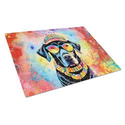 DAC2522LCB 15 x 12 in. Black Labrador Hippie Dawg Glass Cutting Board - Large