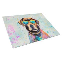 DAC2523LCB 15 x 12 in. Chocolate Labrador Hippie Dawg Glass Cutting Board - Large