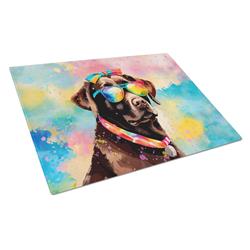DAC2524LCB 15 x 12 in. Chocolate Labrador Hippie Dawg Glass Cutting Board - Large