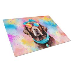 DAC2525LCB 15 x 12 in. Chocolate Labrador Hippie Dawg Glass Cutting Board - Large