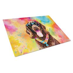 DAC2526LCB 15 x 12 in. Chocolate Labrador Hippie Dawg Glass Cutting Board - Large
