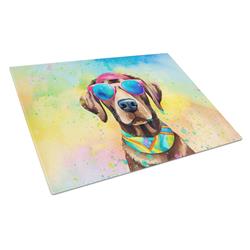 DAC2527LCB 15 x 12 in. Chocolate Labrador Hippie Dawg Glass Cutting Board - Large