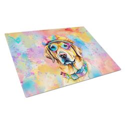 DAC2528LCB 15 x 12 in. Yellow Labrador Hippie Dawg Glass Cutting Board - Large