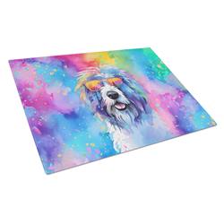 DAC2534LCB 15 x 12 in. Old English Sheepdog Hippie Dawg Glass Cutting Board - Large