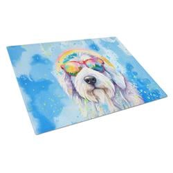 DAC2535LCB 15 x 12 in. Old English Sheepdog Hippie Dawg Glass Cutting Board - Large