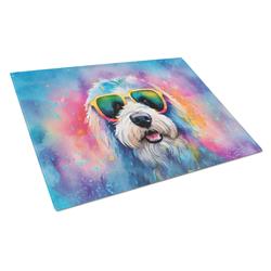 DAC2536LCB 15 x 12 in. Old English Sheepdog Hippie Dawg Glass Cutting Board - Large