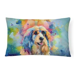 16 x 12 in. Unisex Afghan Hound Hippie Dawg Fabric Decorative Pillow