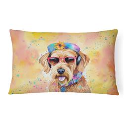 16 x 12 in. Unisex Airedale Terrier Hippie Dawg Fabric Decorative Pillow