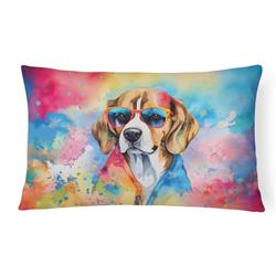 16 x 12 in. Unisex Beagle Hippie Dawg Fabric Decorative Pillow