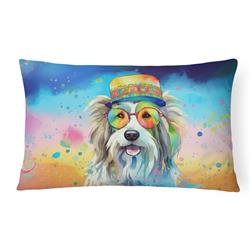 16 x 12 in. Unisex Bearded Collie Hippie Dawg Fabric Decorative Pillow