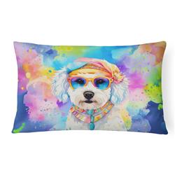 16 x 12 in. Unisex Bichon Frise Hippie Dawg Fabric Decorative Pillow