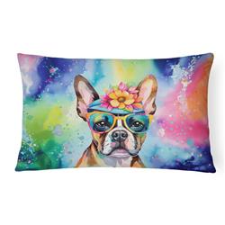 16 x 12 in. Unisex Boston Terrier Hippie Dawg Fabric Decorative Pillow