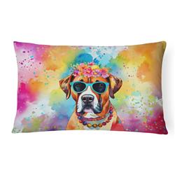 16 x 12 in. Unisex Boxer Hippie Dawg Fabric Decorative Pillow