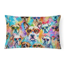 16 x 12 in. Unisex Boxer Hippie Dawg Fabric Decorative Pillow