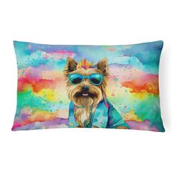 16 x 12 in. Unisex Cairn Terrier Hippie Dawg Fabric Decorative Pillow