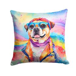 14 x 14 in. Unisex Pug Hippie Dawg Fabric Decorative Pillow