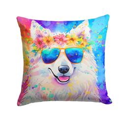 14 x 14 in. Unisex Samoyed Hippie Dawg Fabric Decorative Pillow