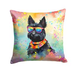 14 x 14 in. Unisex Scottish Terrier Hippie Dawg Fabric Decorative Pillow