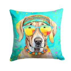 14 x 14 in. Unisex Weimaraner Hippie Dawg Fabric Decorative Pillow