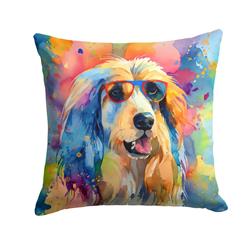 18 x 18 in. Unisex Afghan Hound Hippie Dawg Fabric Decorative Pillow