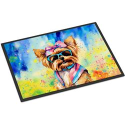 18 x 27 in. Unisex Yorkshire Terrier Hippie Dawg Doormat