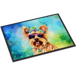 18 x 27 in. Unisex Yorkshire Terrier Hippie Dawg Doormat