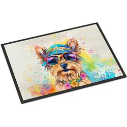 18 x 27 in. Unisex Yorkshire Terrier Hippie Dawg Doormat