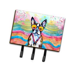 9 x 6 in. Unisex Boston Terrier Hippie Dawg Leash or Key Holder