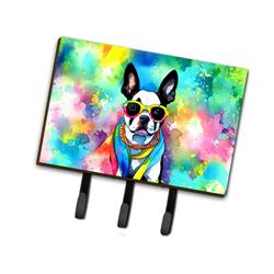 9 x 6 in. Unisex Boston Terrier Hippie Dawg Leash or Key Holder