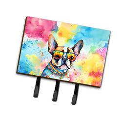 9 x 6 in. Unisex Boston Terrier Hippie Dawg Leash or Key Holder
