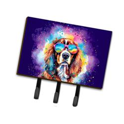 9 x 6 in. Unisex Cavalier Spaniel Hippie Dawg Leash or Key Holder