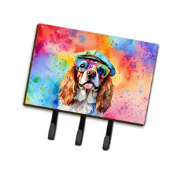 9 x 6 in. Unisex Cavalier Spaniel Hippie Dawg Leash or Key Holder