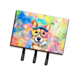 9 x 6 in. Unisex Corgi Hippie Dawg Leash or Key Holder