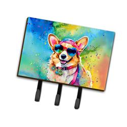 9 x 6 in. Unisex Corgi Hippie Dawg Leash or Key Holder