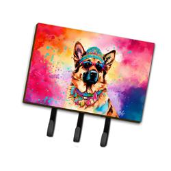 9 x 6 in. Unisex German Shepherd Hippie Dawg Leash or Key Holder