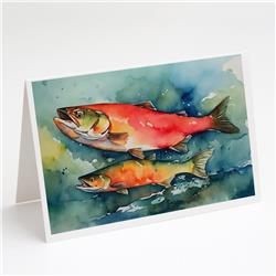 5 x 7 in. Unisex Salmon Greeting Cards - Pack of 8