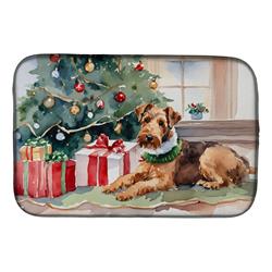 0.2 x 21 x 14 in. Airedale Terrier Cozy Christmas Dish Drying Mat