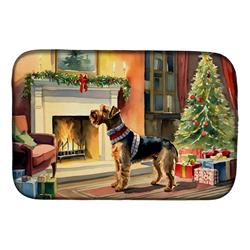 0.2 x 21 x 14 in. Airedale Terrier Cozy Christmas Dish Drying Mat