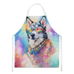 Picture of Carolines Treasures DAC2563APRON 0.01 x 30 x 27 in. Siberian Husky Hippie Dawg Apron
