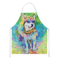 Picture of Carolines Treasures DAC2564APRON 0.01 x 30 x 27 in. Siberian Husky Hippie Dawg Apron