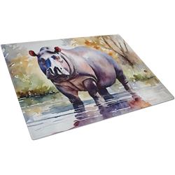 0.2 x 15 x 12 in. Hippopotamus Glass Cutting Board, Large