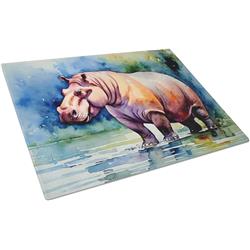 15 x 12 in. Hippopotamus Glass Cutting Board - Large