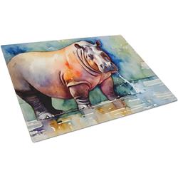 15 x 12 in. Hippopotamus Glass Cutting Board - Large