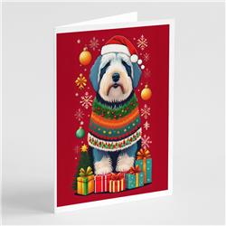 DAC3132GCA7P 5 x 7 in. Old English Sheepdog Holiday Christmas Greeting Cards - Pack of 8