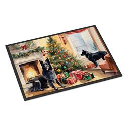 24 x 36 in. Belgian Sheepdog Cozy Christmas Doormat