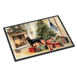 24 x 36 in. Black & Tan Coonhound Cozy Christmas Doormat