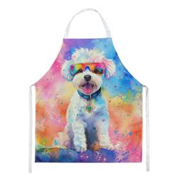 Picture of Carolines Treasures DAC2462APRON 30 x 27 in. Bichon Frise Hippie Dawg Apron